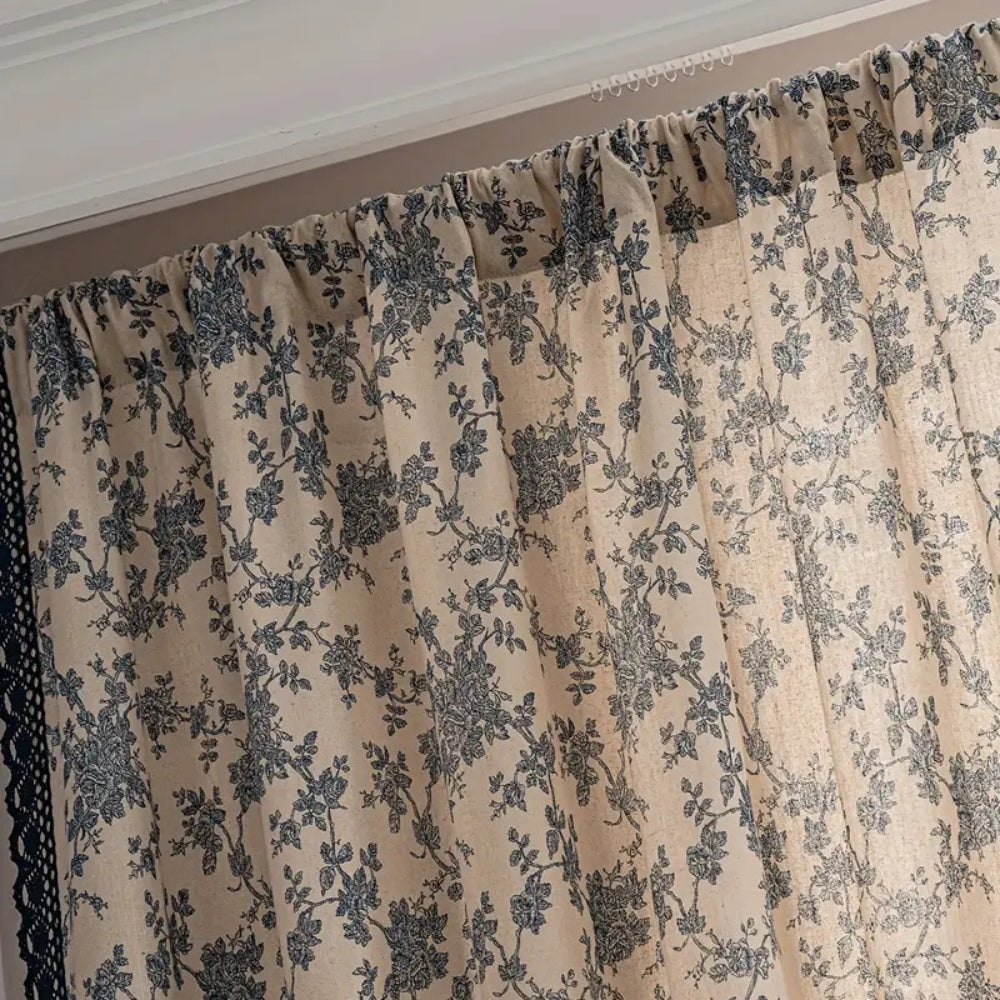 Floral Lace-Trimmed Microfiber Curtain