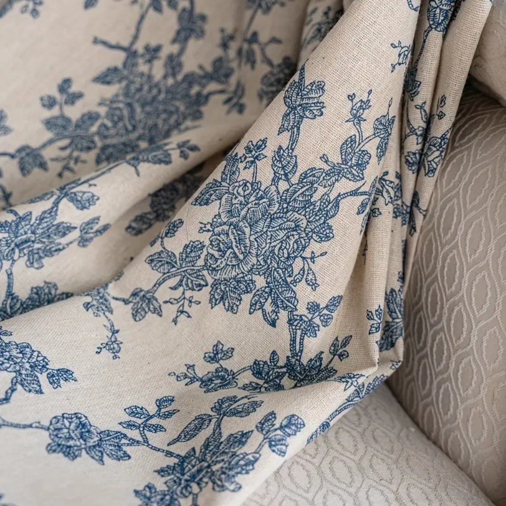 Floral Lace-Trimmed Microfiber Curtain