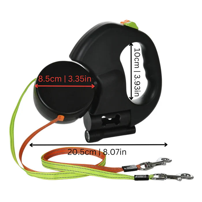 Tangle-Free Dual Dog Leash with LED Light and 360° Swivel