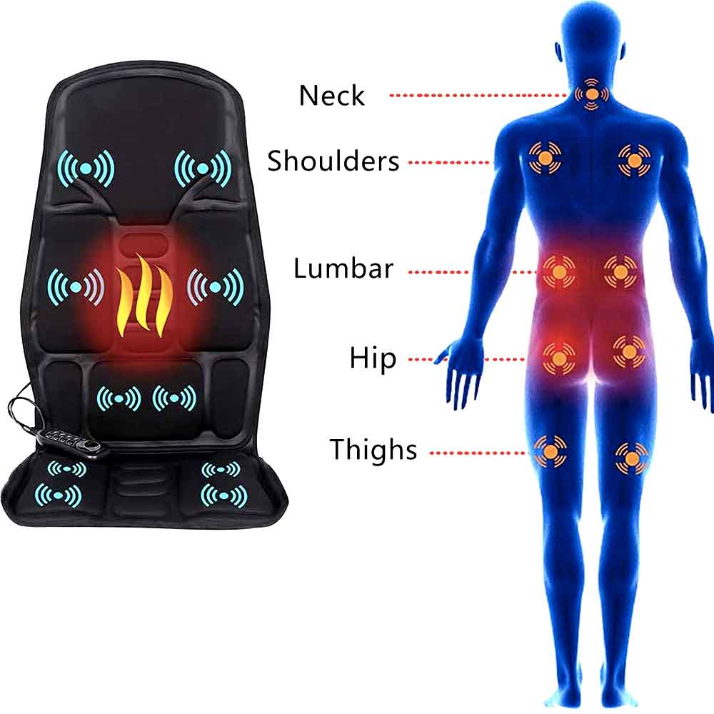8-Mode Heated Massage Chair Pad for Car and Home