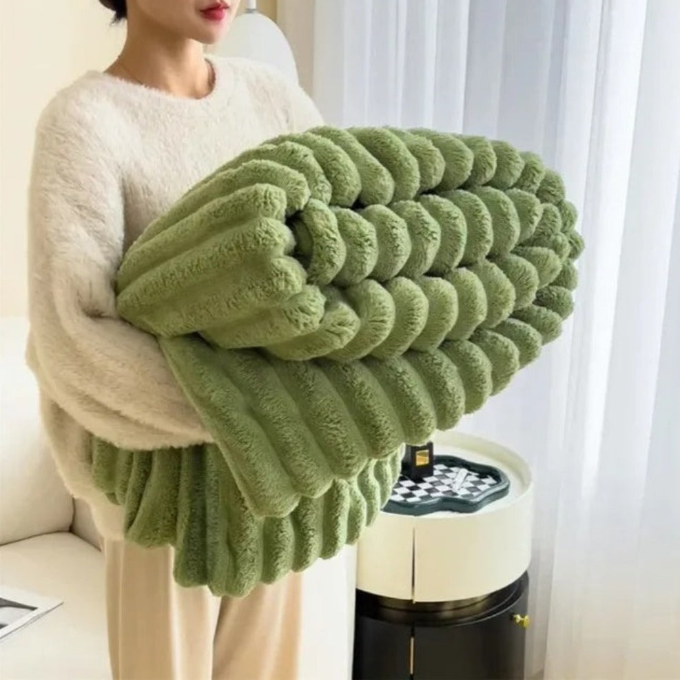 Cloud Nine Plush Ribbed Throw Blanket