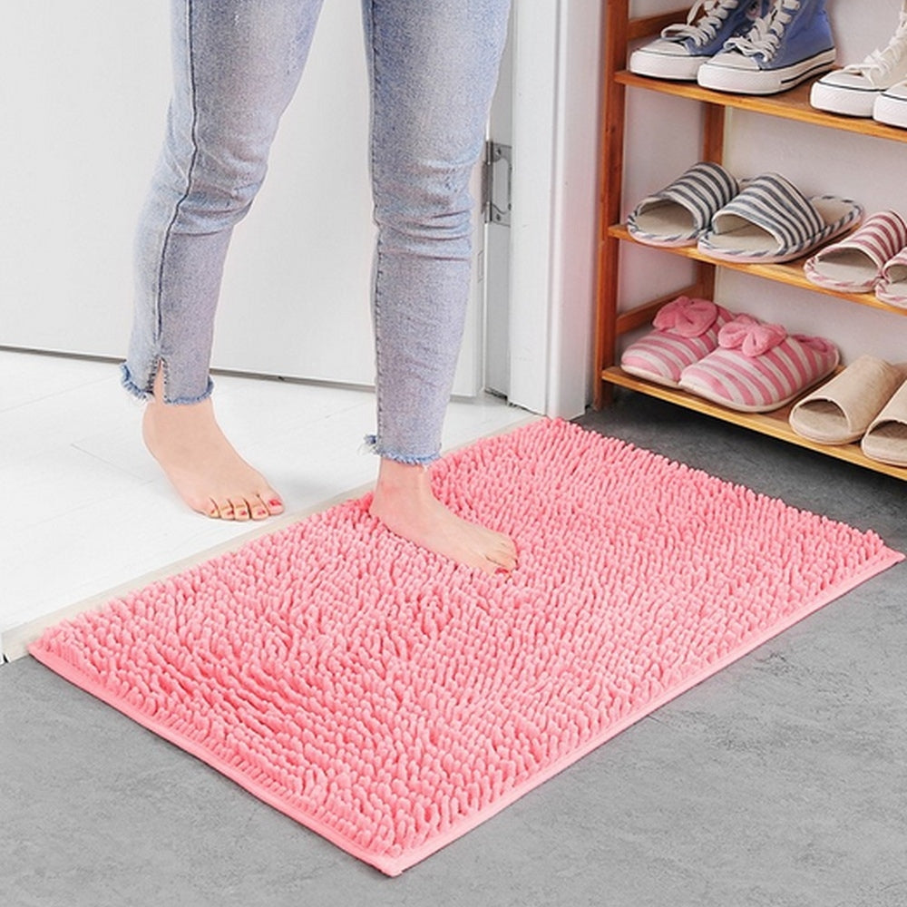 Ultra-Absorbent Soft Chenille Bath Mat with Non-Slip Backing