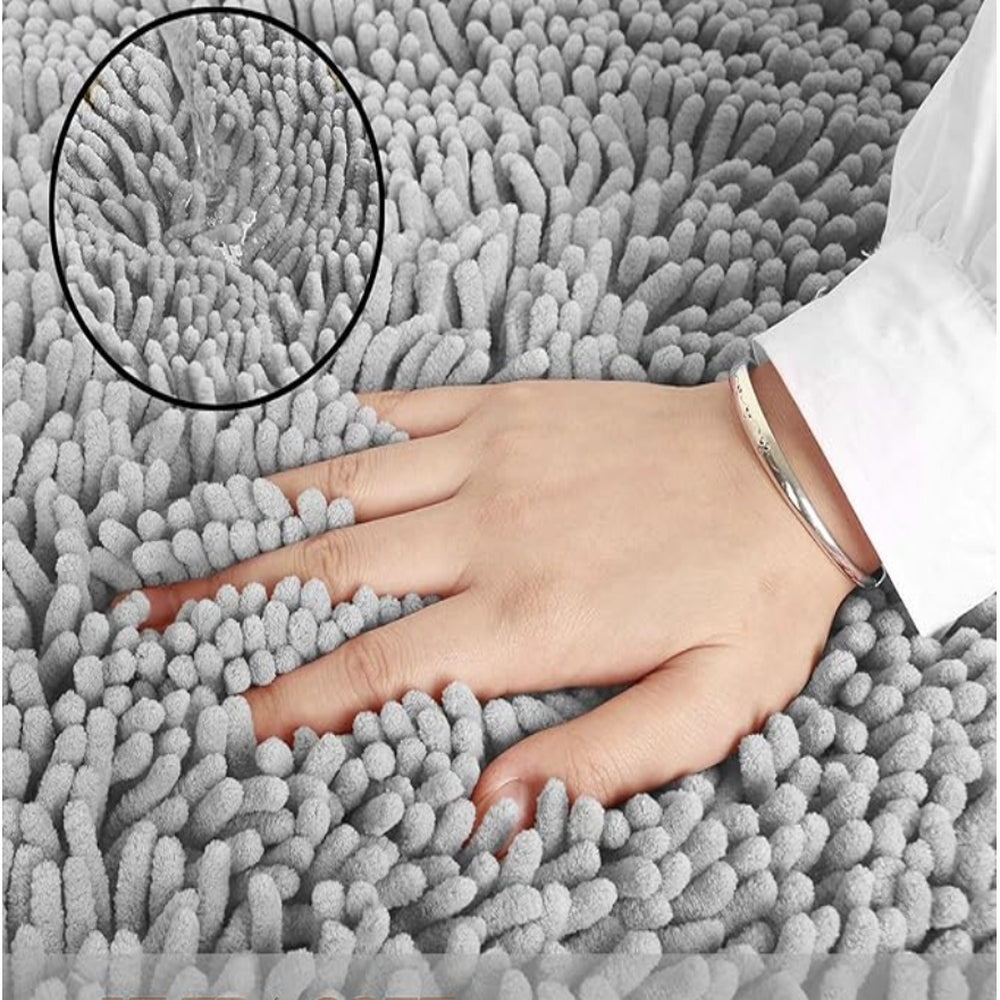 Ultra-Absorbent Soft Chenille Bath Mat with Non-Slip Backing