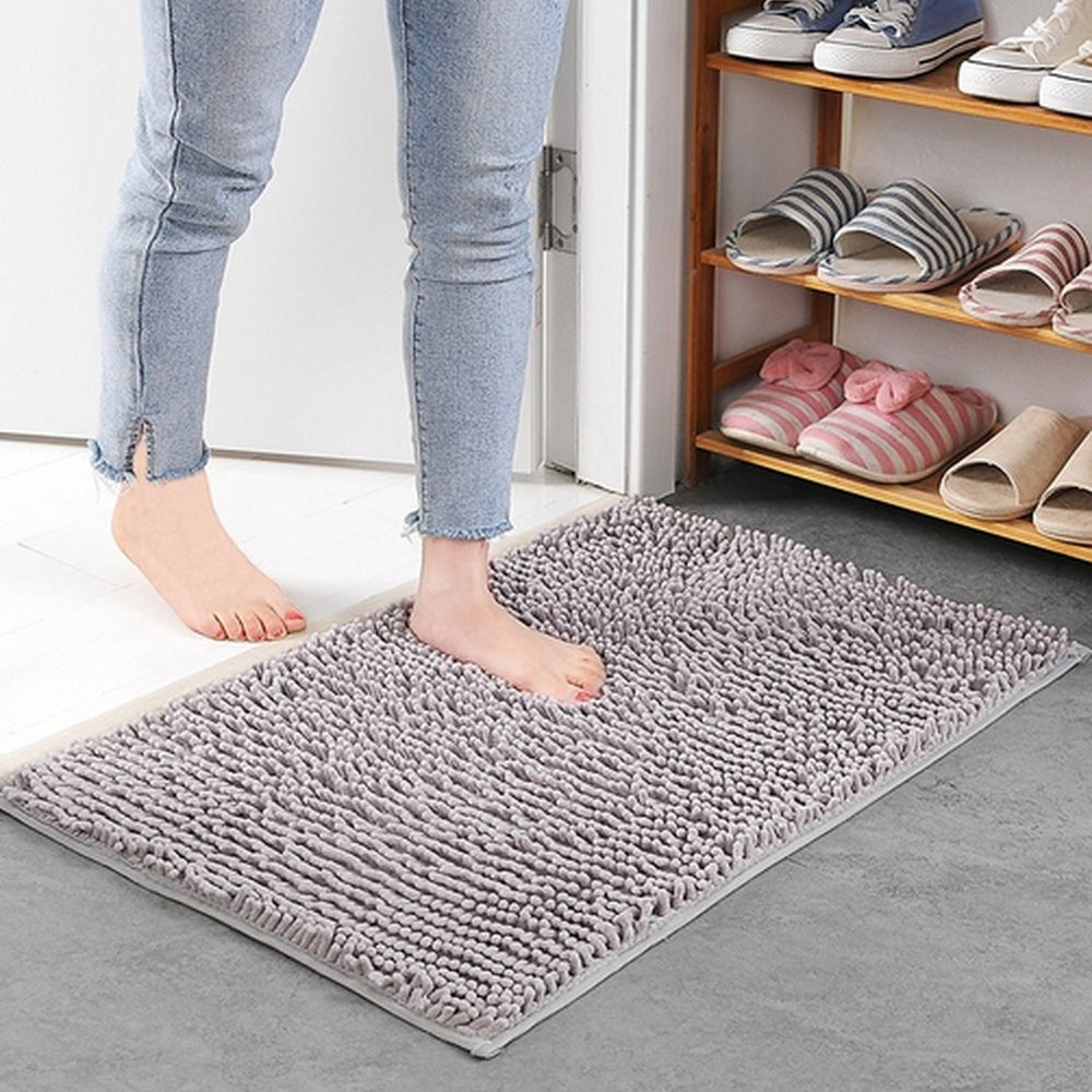 Ultra-Absorbent Soft Chenille Bath Mat with Non-Slip Backing