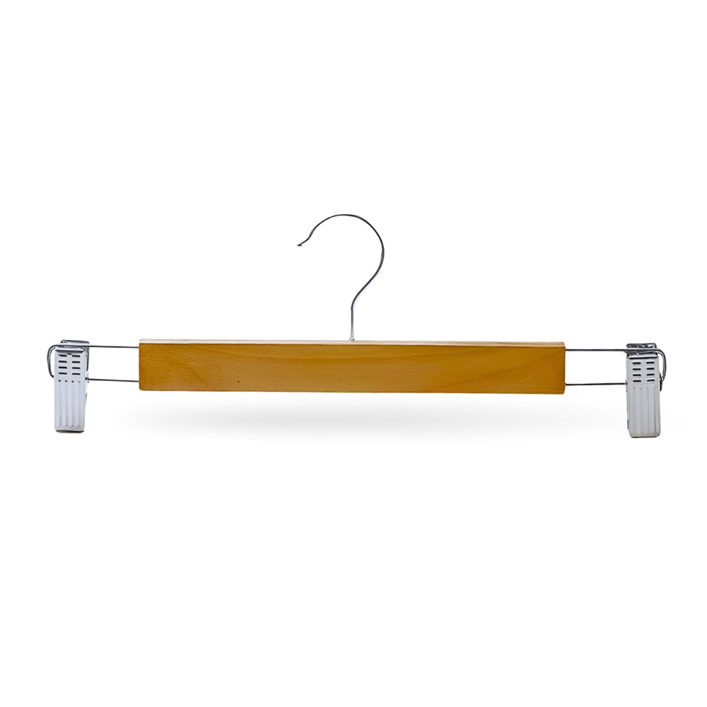 Premium Wooden Pants Hangers with Clips - 10 Pack