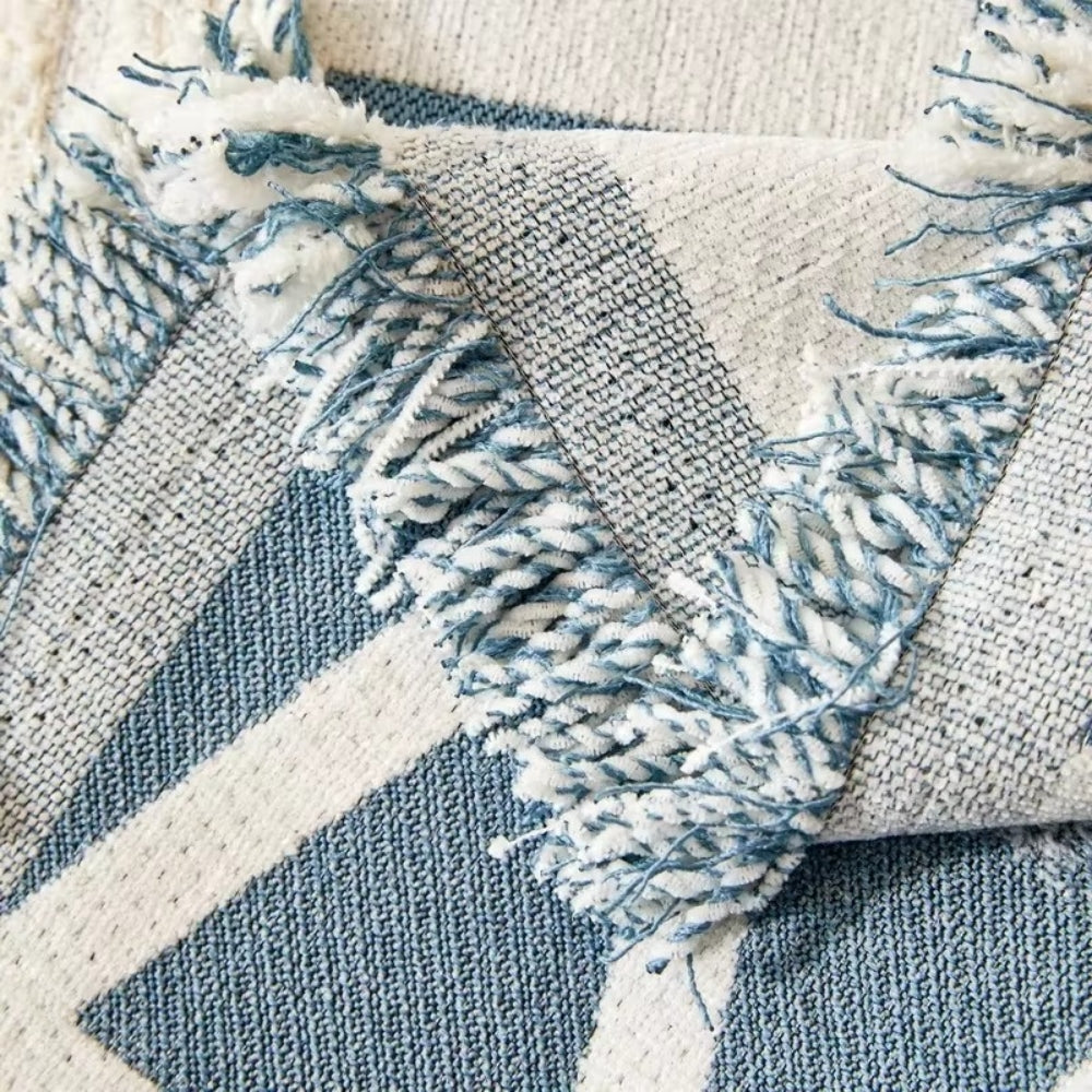 Reversible Boho Chenille Sofa Cover with Tassels