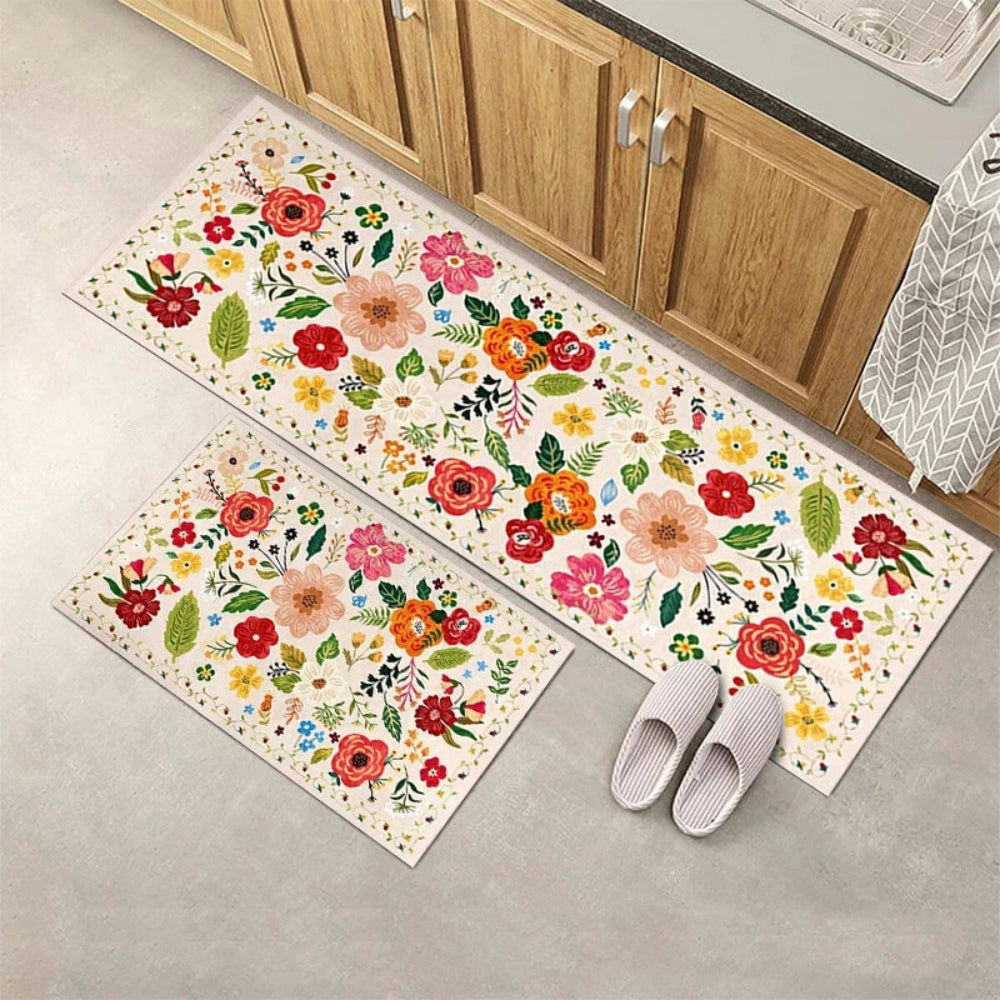 Boho Floral Anti-Fatigue Kitchen Mat Set