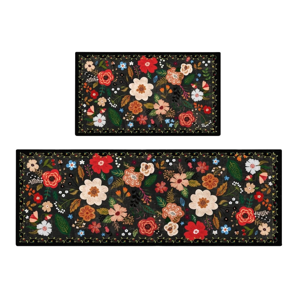 Boho Floral Anti-Fatigue Kitchen Mat Set