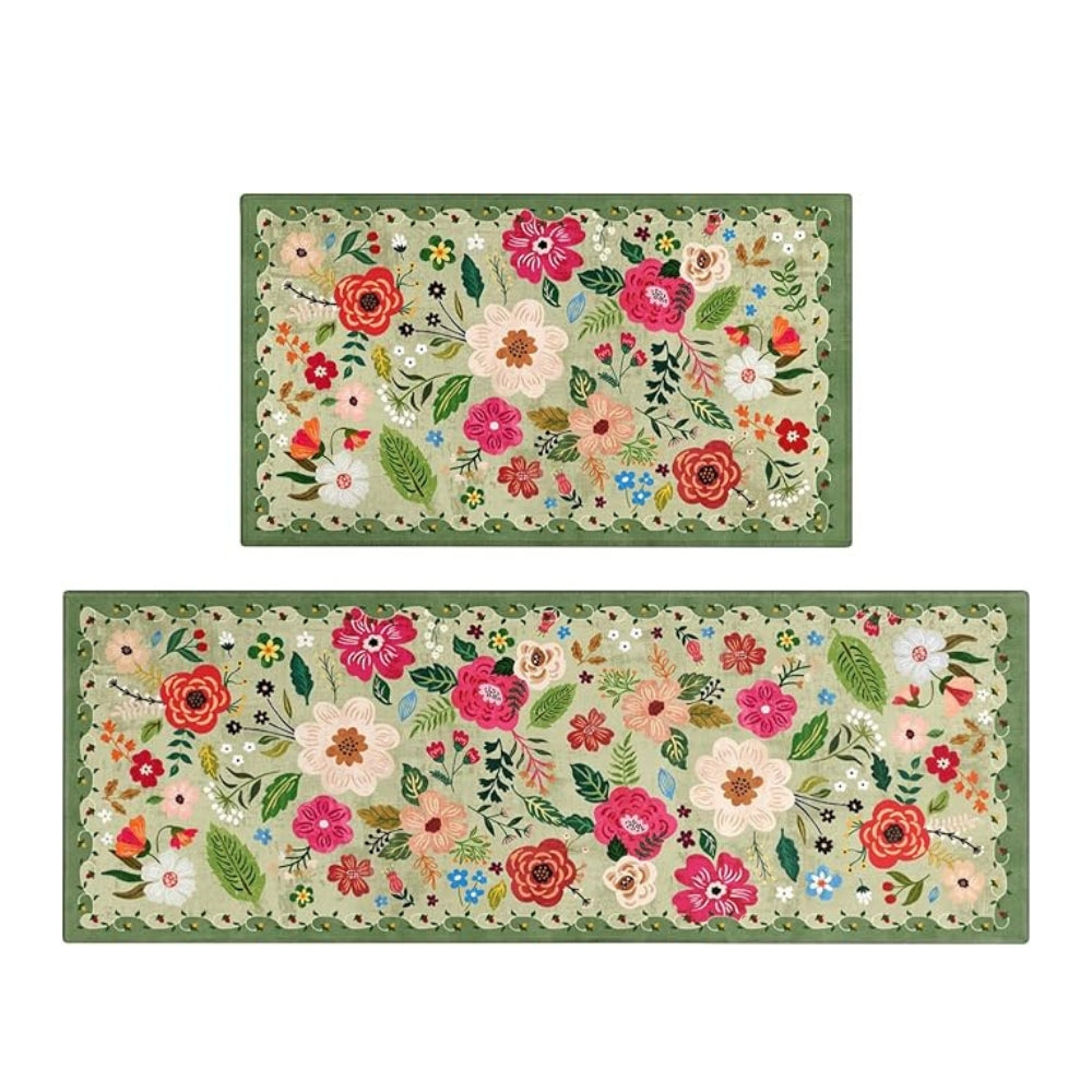 Boho Floral Anti-Fatigue Kitchen Mat Set