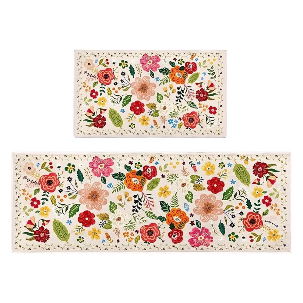 Boho Floral Anti-Fatigue Kitchen Mat Set