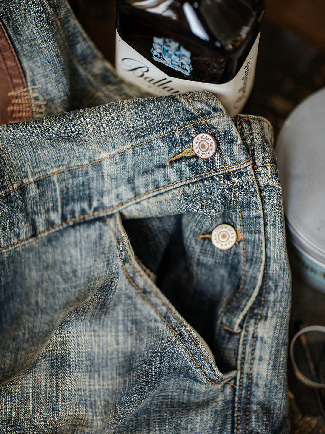 Men's Contrast Denim Overalls with Adjustable Straps