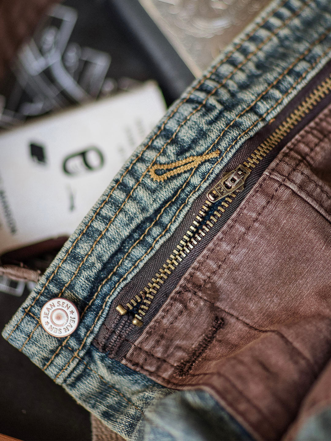 Men's Contrast Denim Overalls with Adjustable Straps
