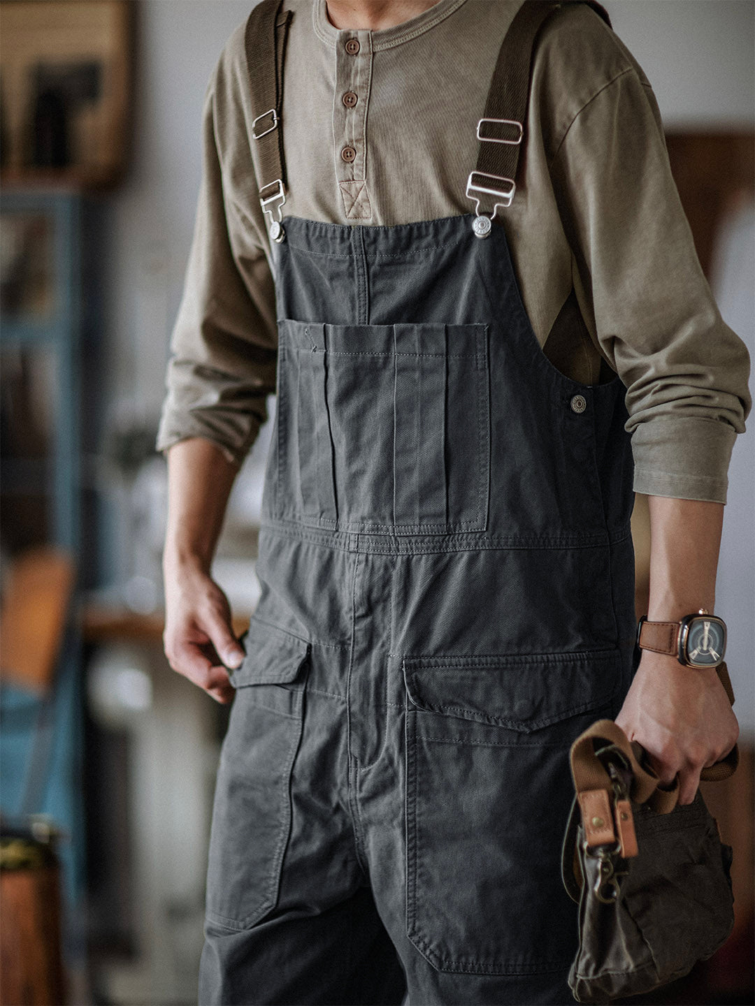 Heavyweight Cotton Relaxed Fit Bib Overalls