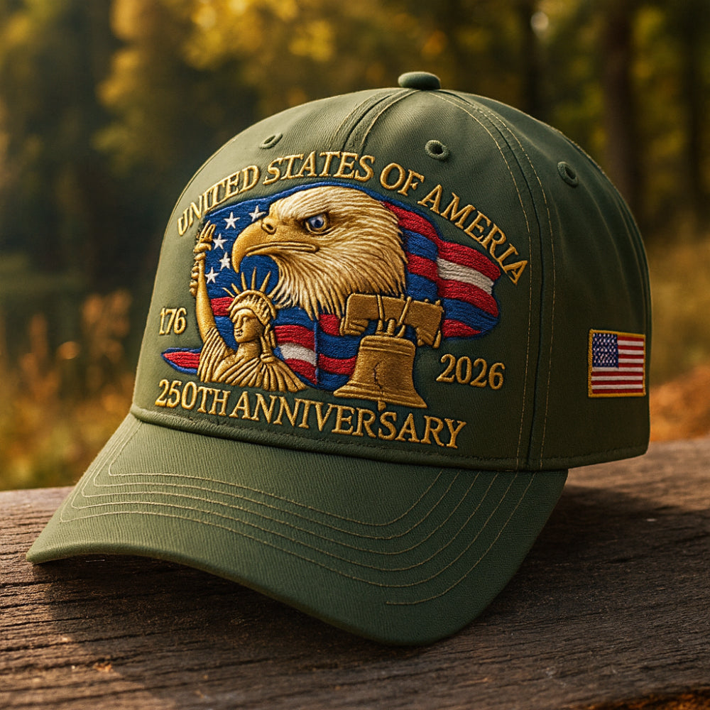 Men's Adjustable Patriotic Eagle Baseball Cap 250th Anniversary