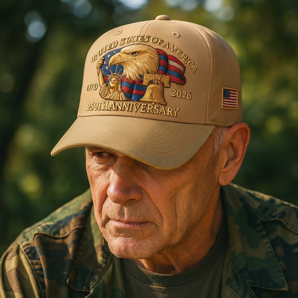 Men's Adjustable Patriotic Eagle Baseball Cap 250th Anniversary