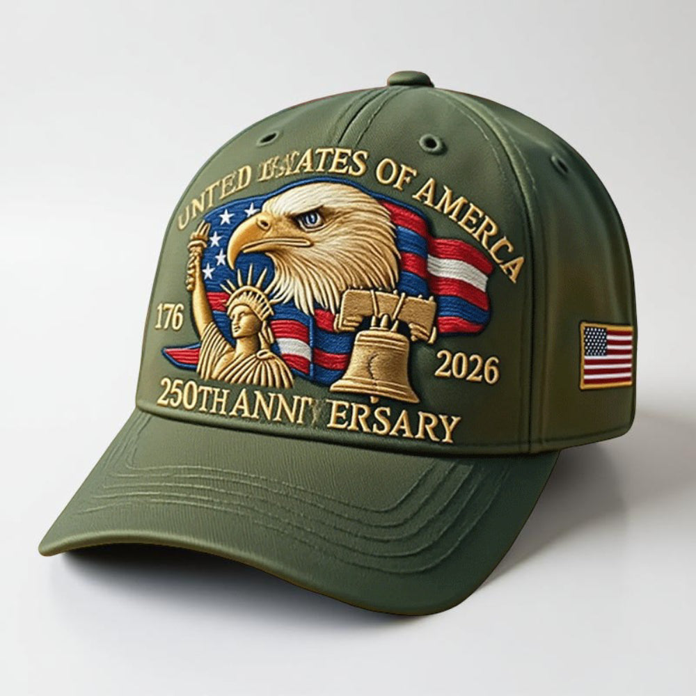 Men's Adjustable Patriotic Eagle Baseball Cap 250th Anniversary