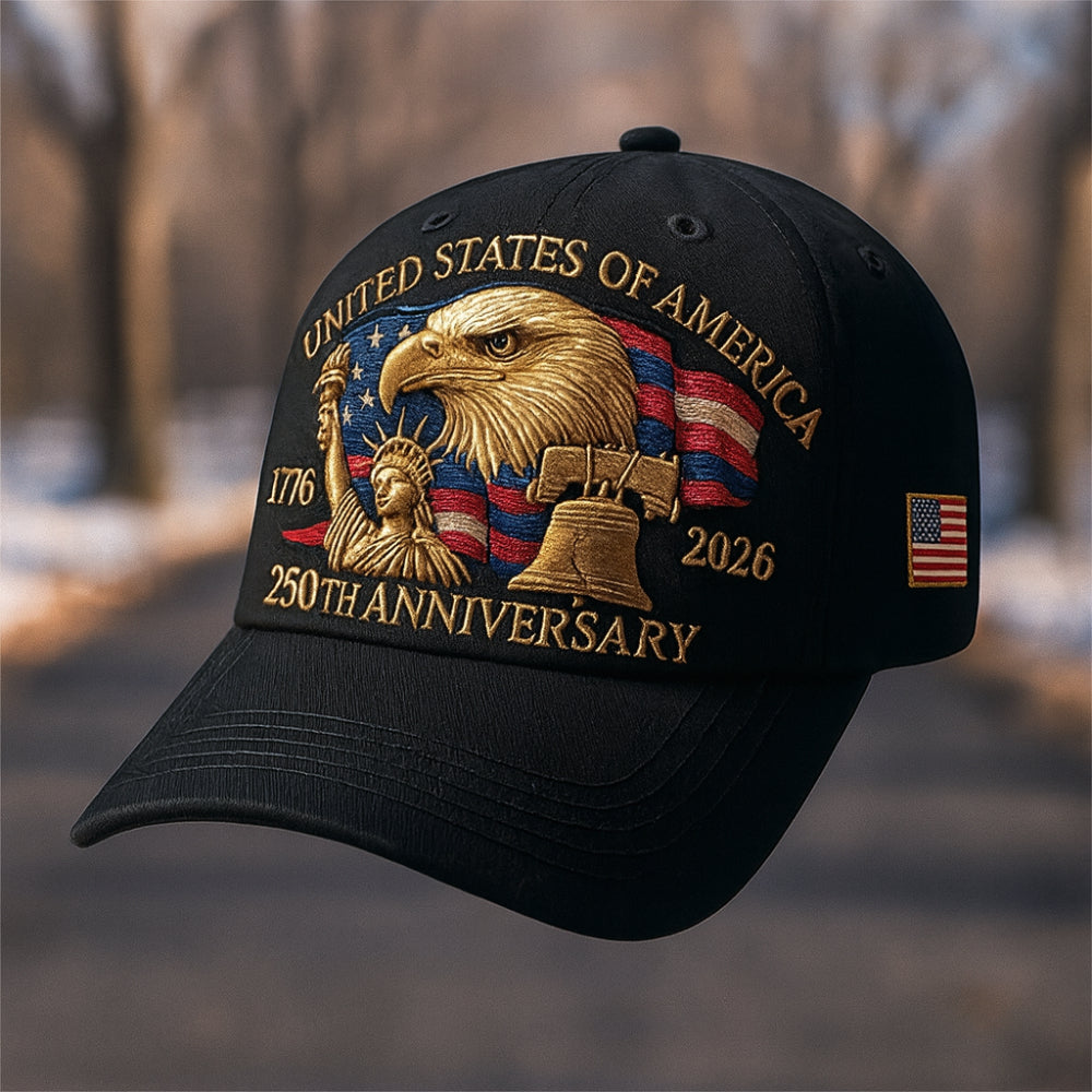 Men's Adjustable Patriotic Eagle Baseball Cap 250th Anniversary