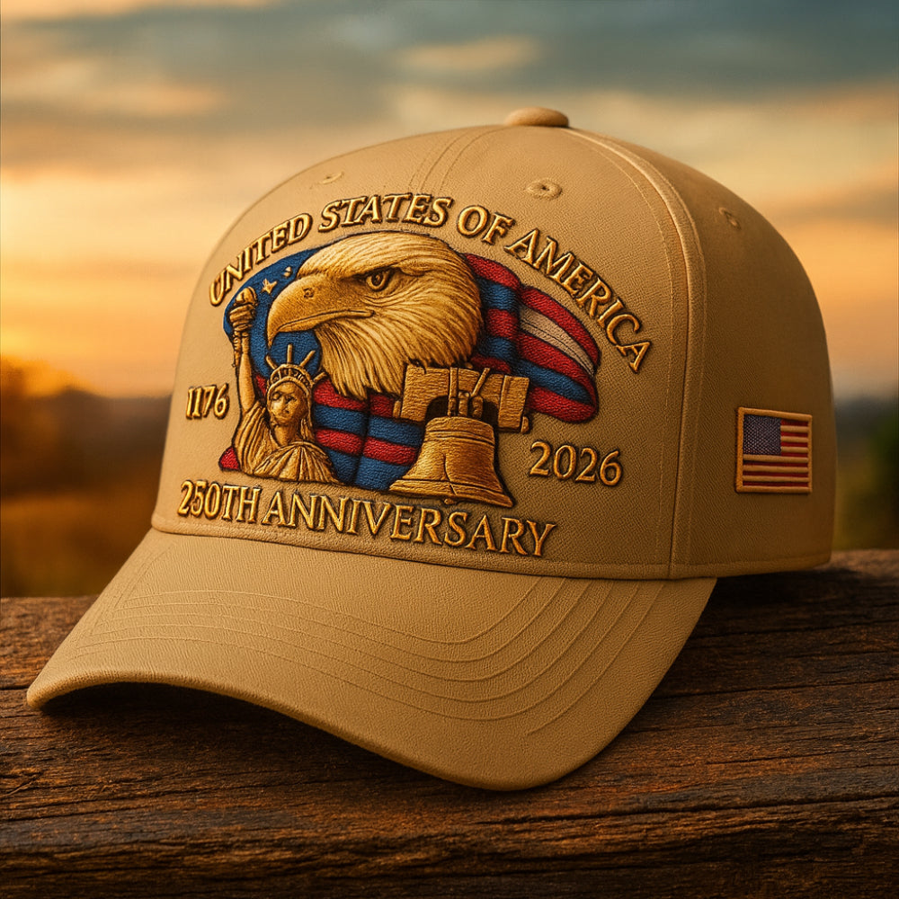 Men's Adjustable Patriotic Eagle Baseball Cap 250th Anniversary