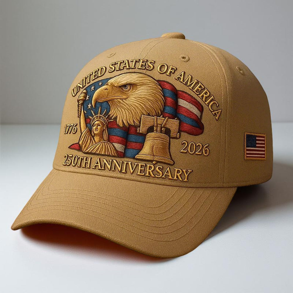 Men's Adjustable Veterans Baseball Cap with Embroidered Eagle Design