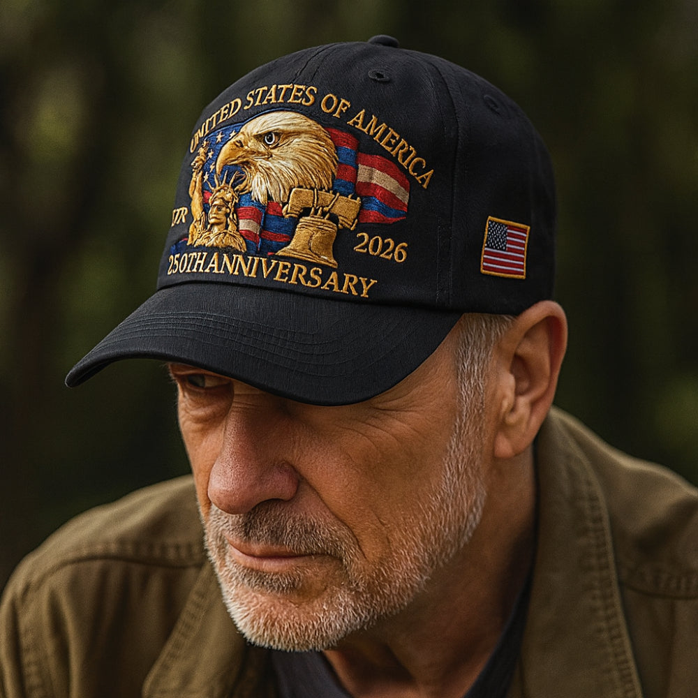 Men's Adjustable Veterans Baseball Cap with Embroidered Eagle Design