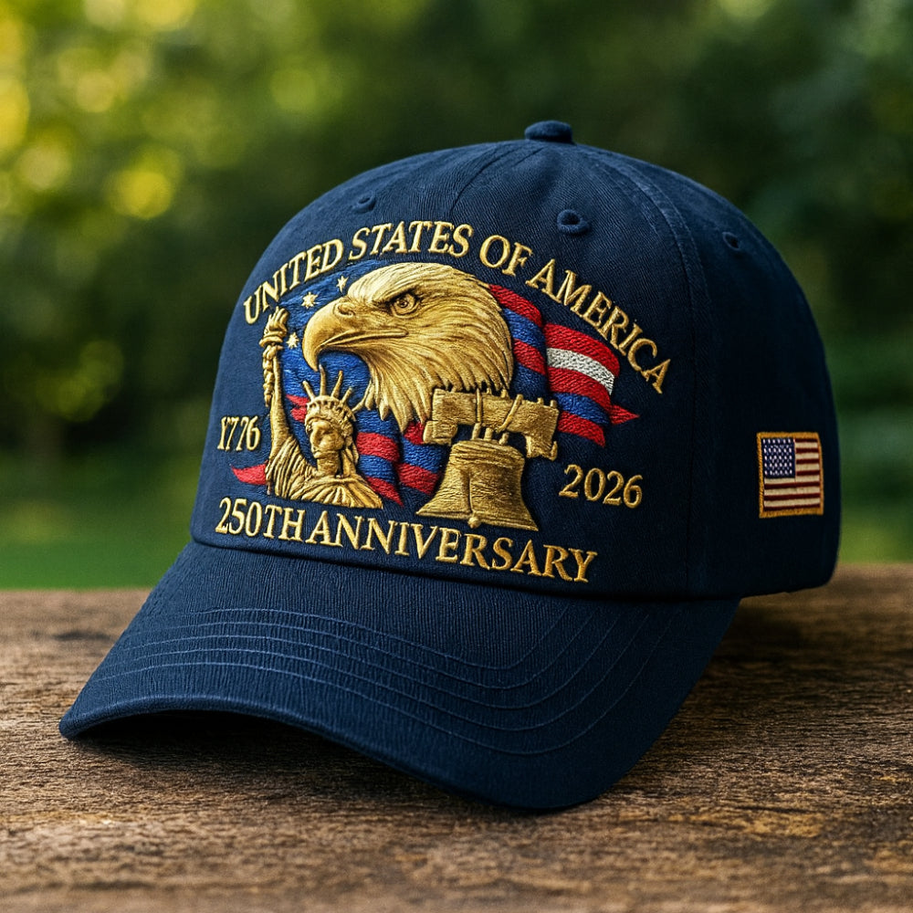 Men's Adjustable Veterans Baseball Cap with Embroidered Eagle Design