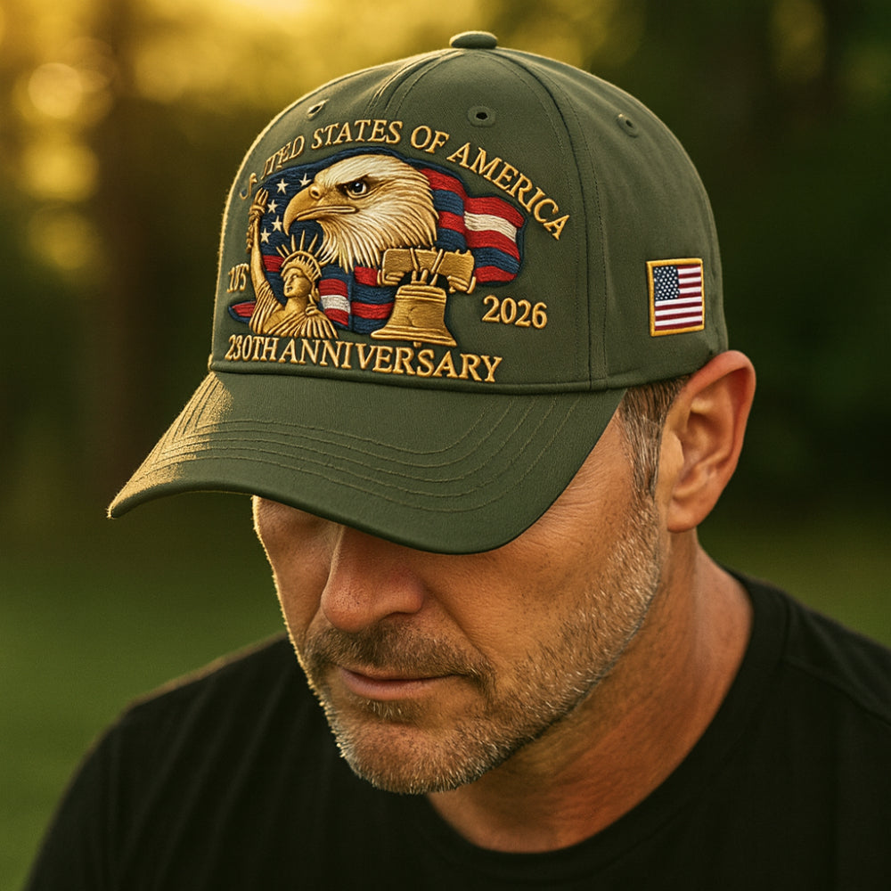 Men's Adjustable Veterans Baseball Cap with Embroidered Eagle Design