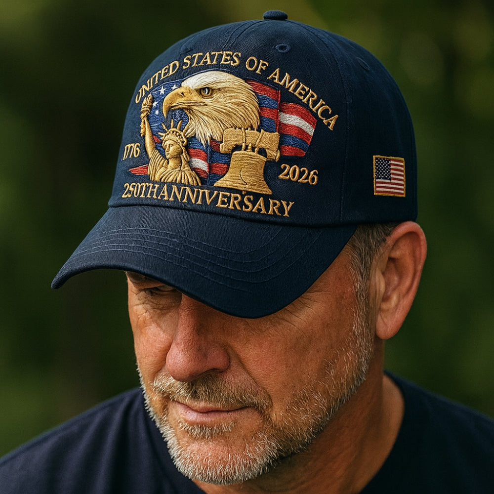 Men's Adjustable Veterans Baseball Cap with Embroidered Eagle Design