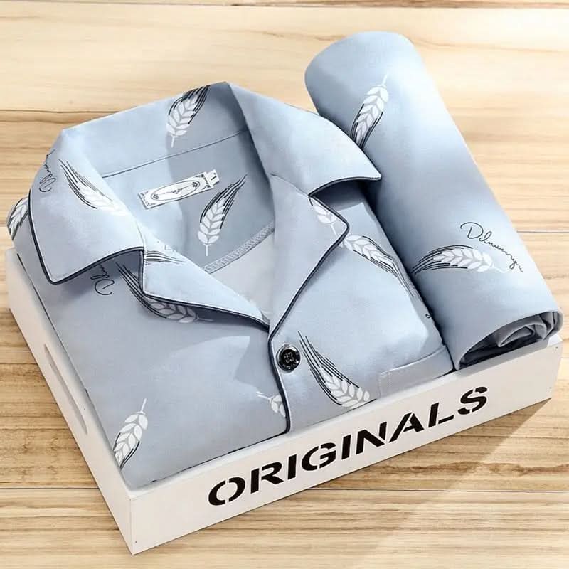 Men's Soft Breathable Button-Up Pajama Set