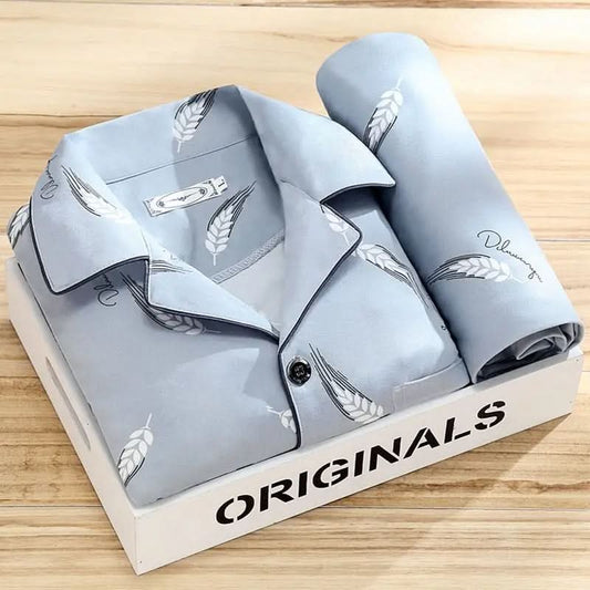 Men's Soft Breathable Button-Up Pajama Set