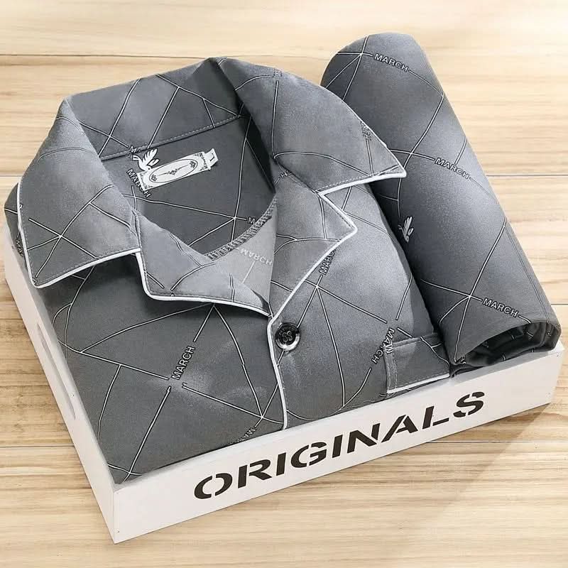Men's Soft Breathable Button-Up Pajama Set