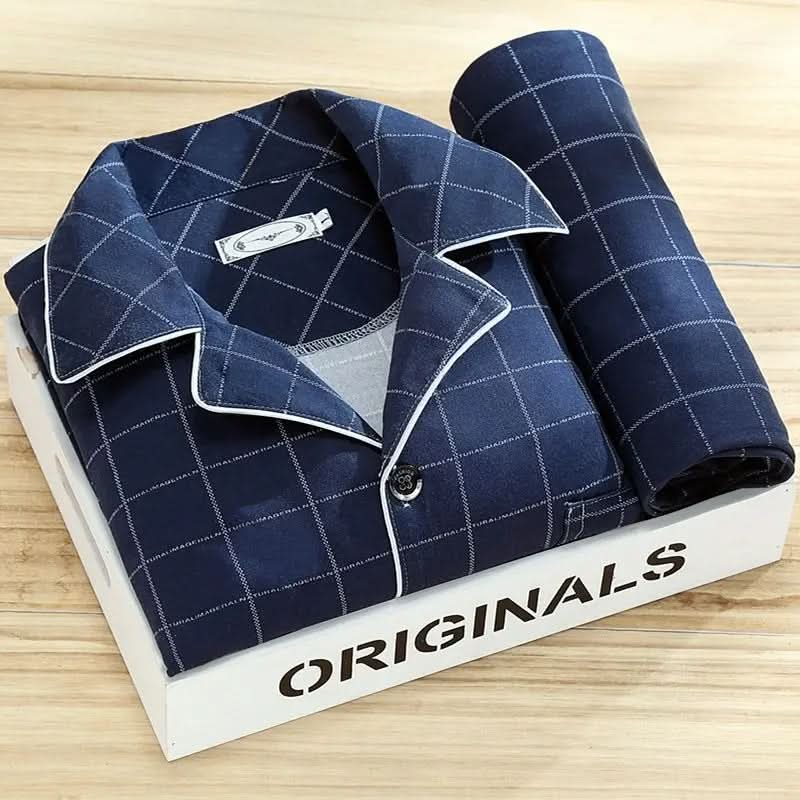 Men's Soft Breathable Button-Up Pajama Set
