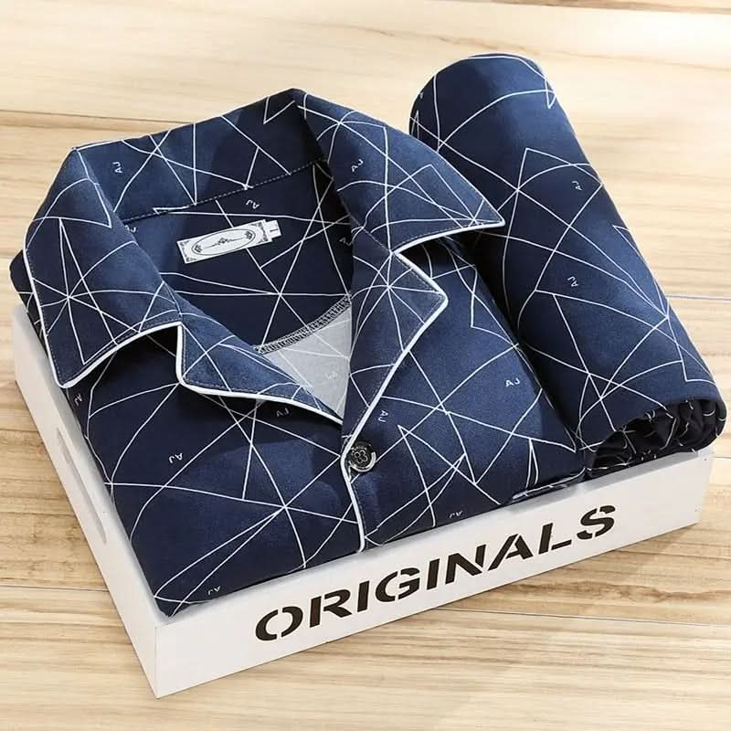 Men's Soft Breathable Button-Up Pajama Set