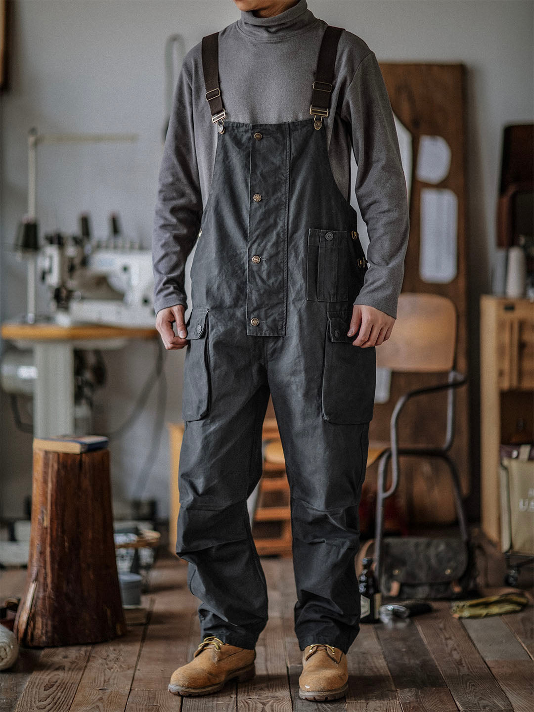 Durable Canvas Utility Overalls with Pockets
