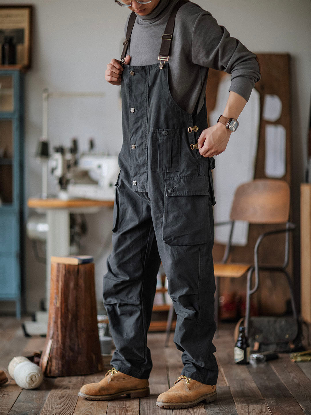 Durable Canvas Utility Overalls with Pockets