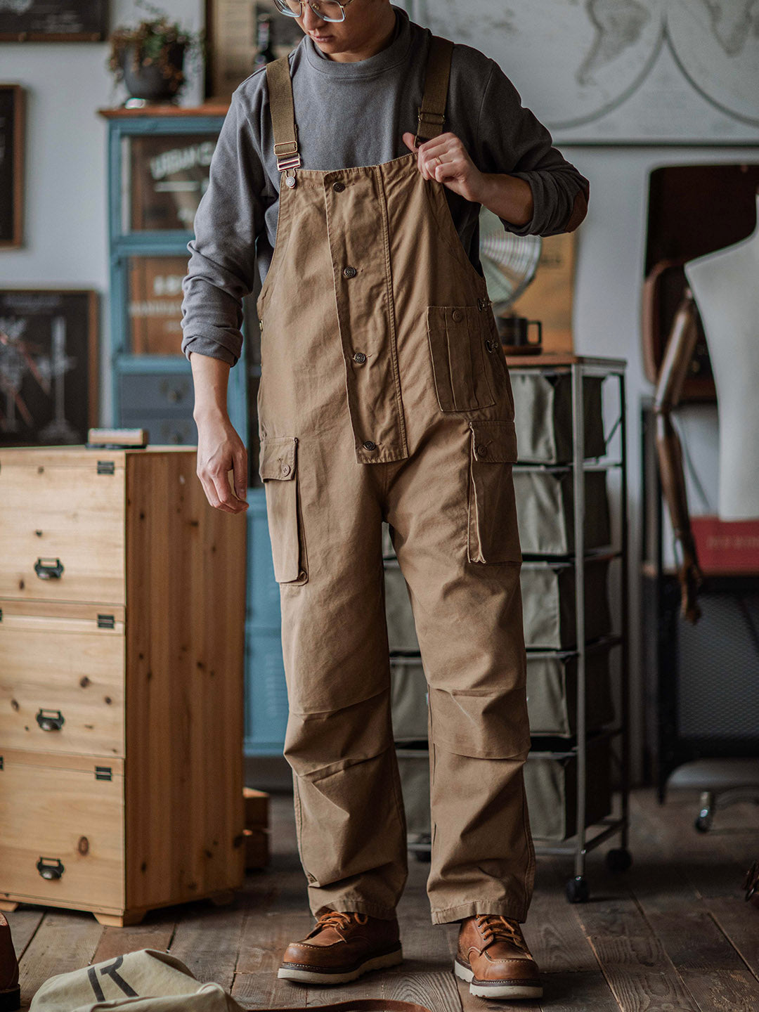 Durable Canvas Utility Overalls with Pockets