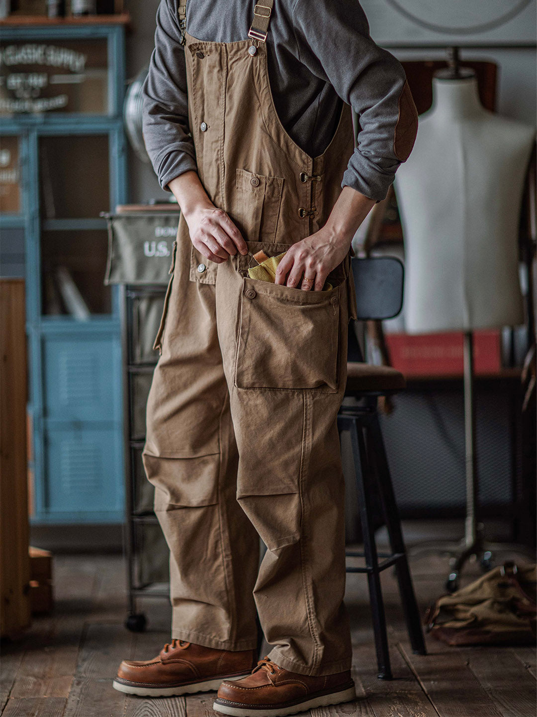Durable Canvas Utility Overalls with Pockets