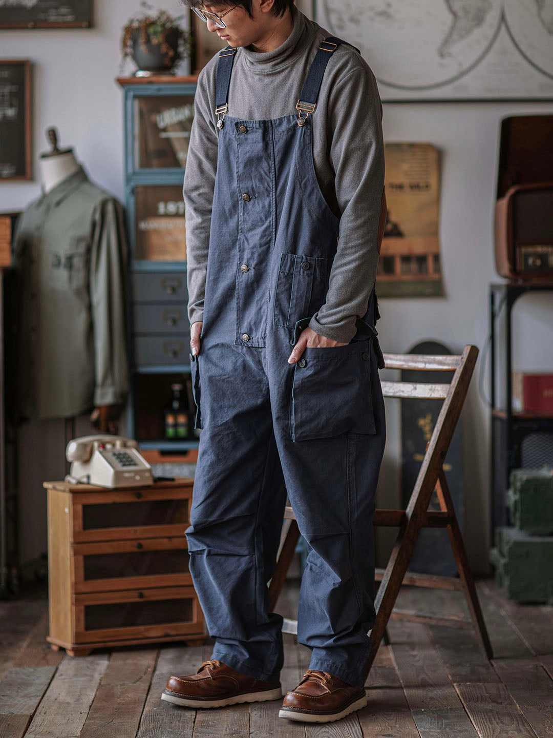 Durable Canvas Utility Overalls with Pockets