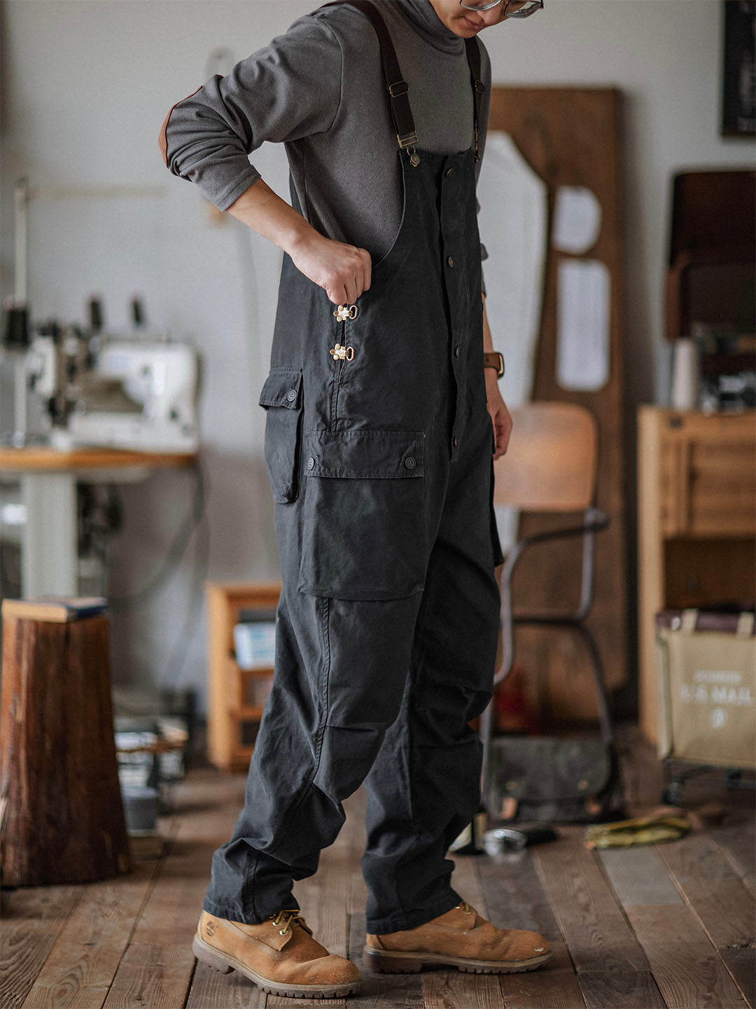Durable Canvas Utility Overalls with Pockets
