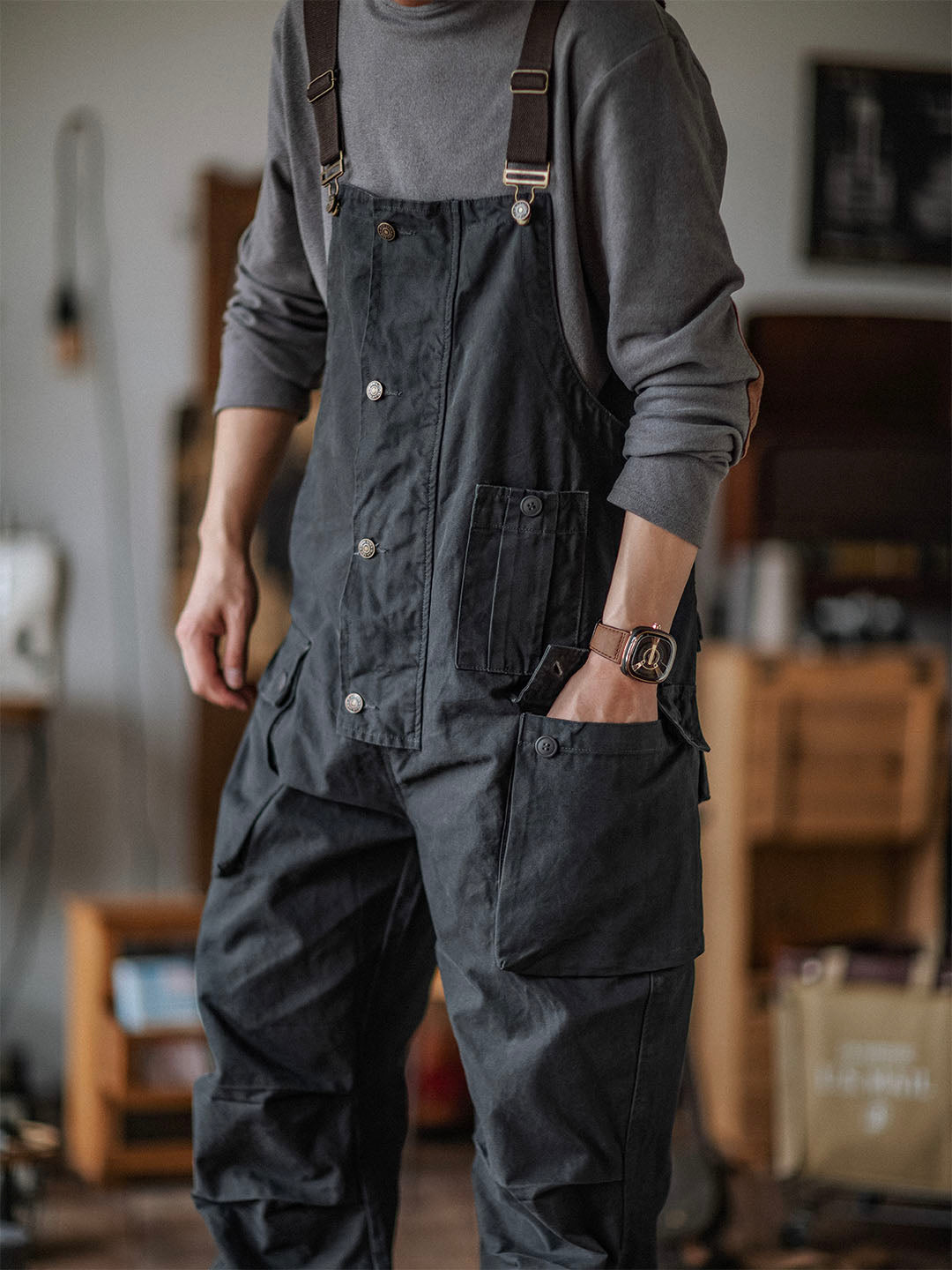 Durable Canvas Utility Overalls with Pockets