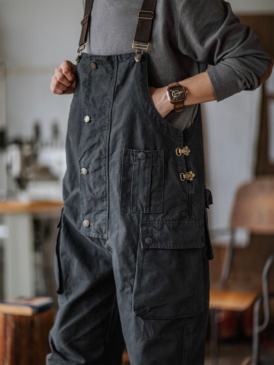 Durable Canvas Utility Overalls with Pockets