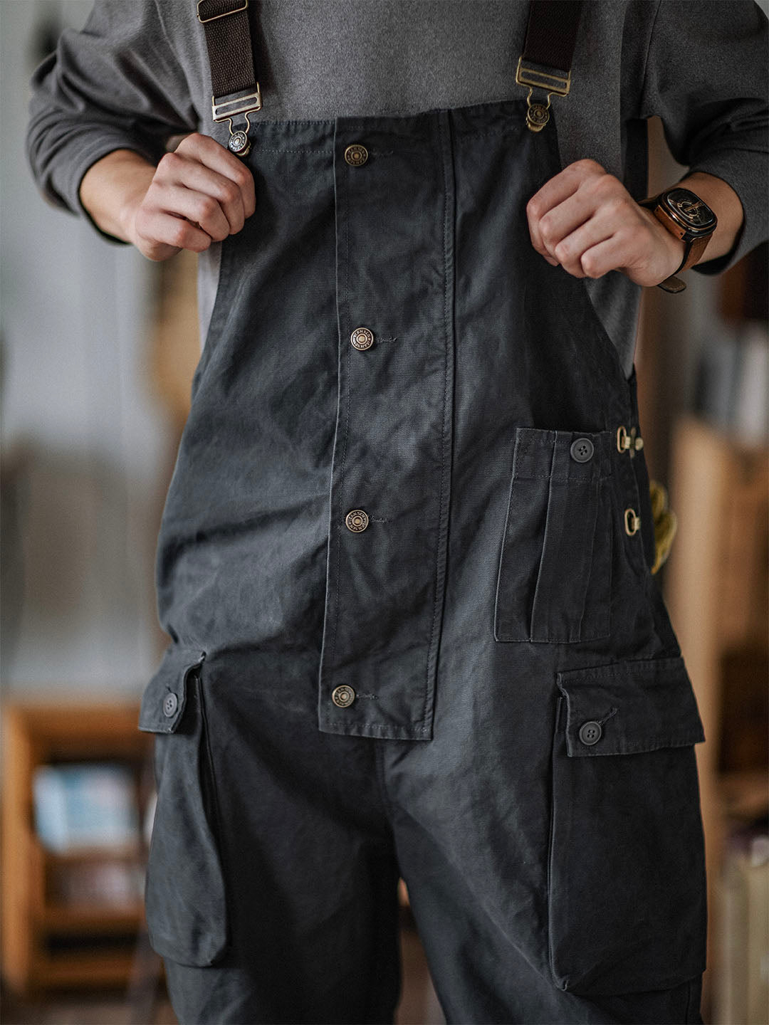 Durable Canvas Utility Overalls with Pockets