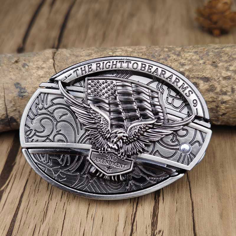 Metal Oval Cowboy Belt Buckle with Hidden EDC Tool
