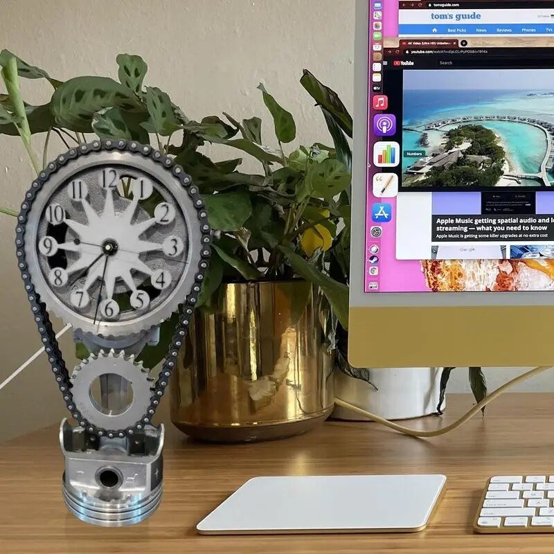 Silent Rotating Chain Clock with Adjustable Speed