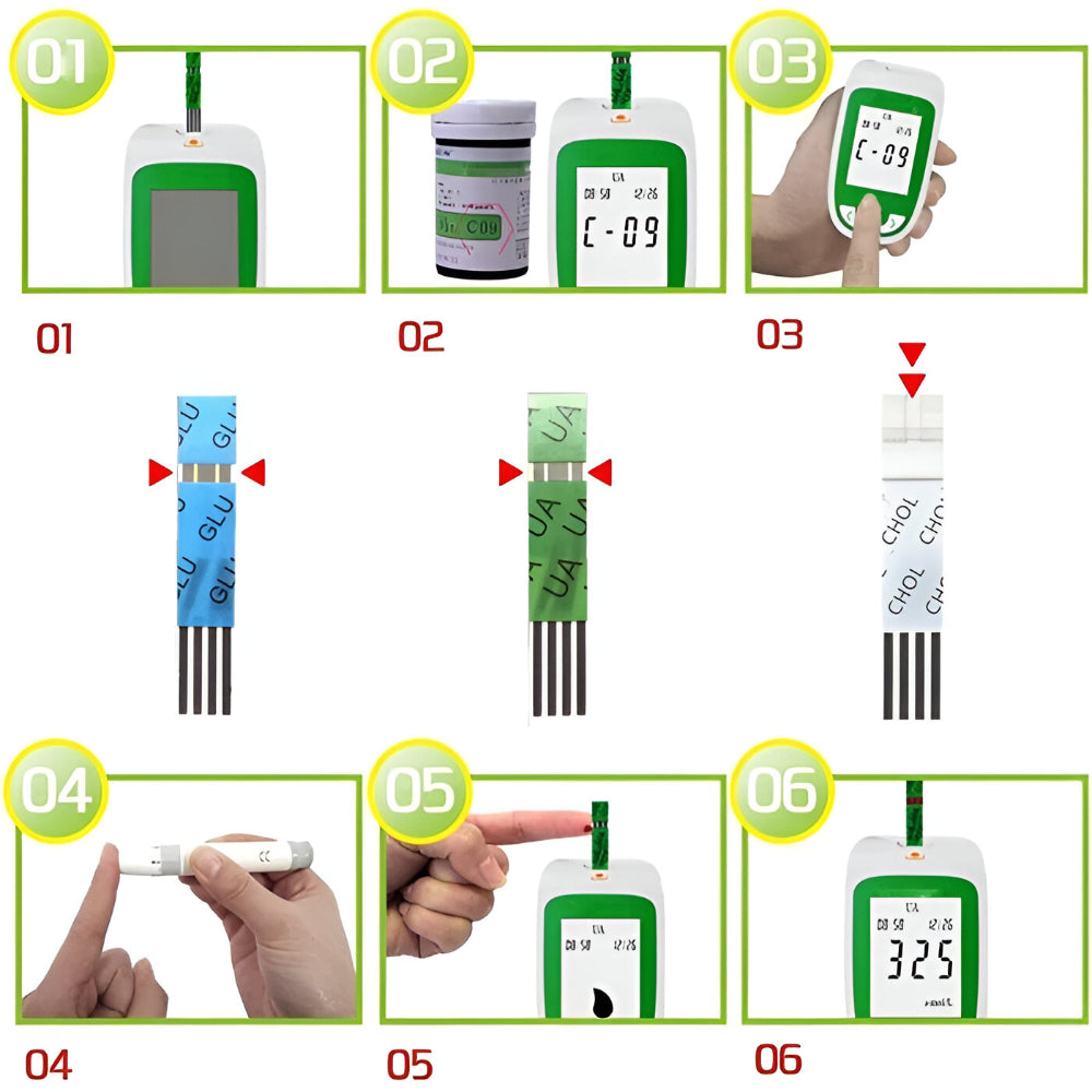 Multifunctional Cholesterol Glucose Uric Acid Meter with LCD Display