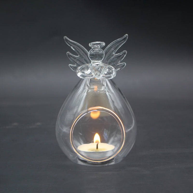 Glass Angel Tealight Candle Holder