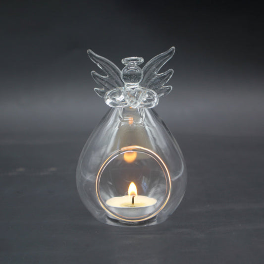 Glass Angel Tealight Candle Holder