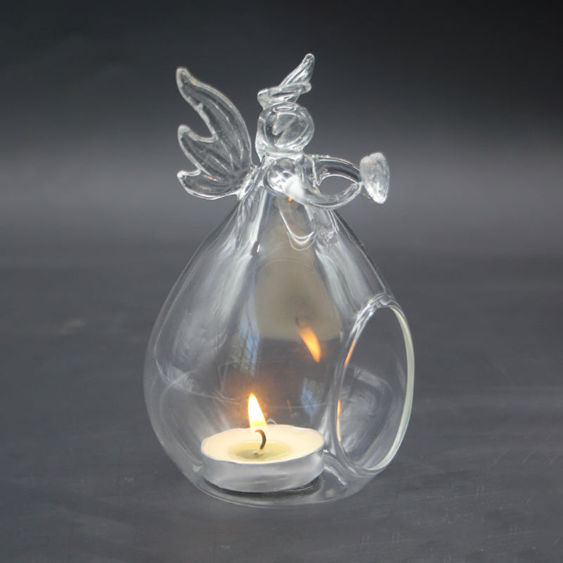 Glass Angel Tealight Candle Holder