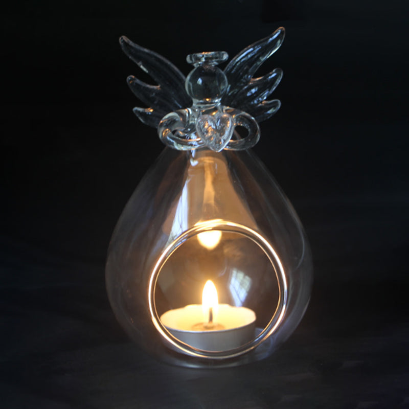 Glass Angel Tealight Candle Holder