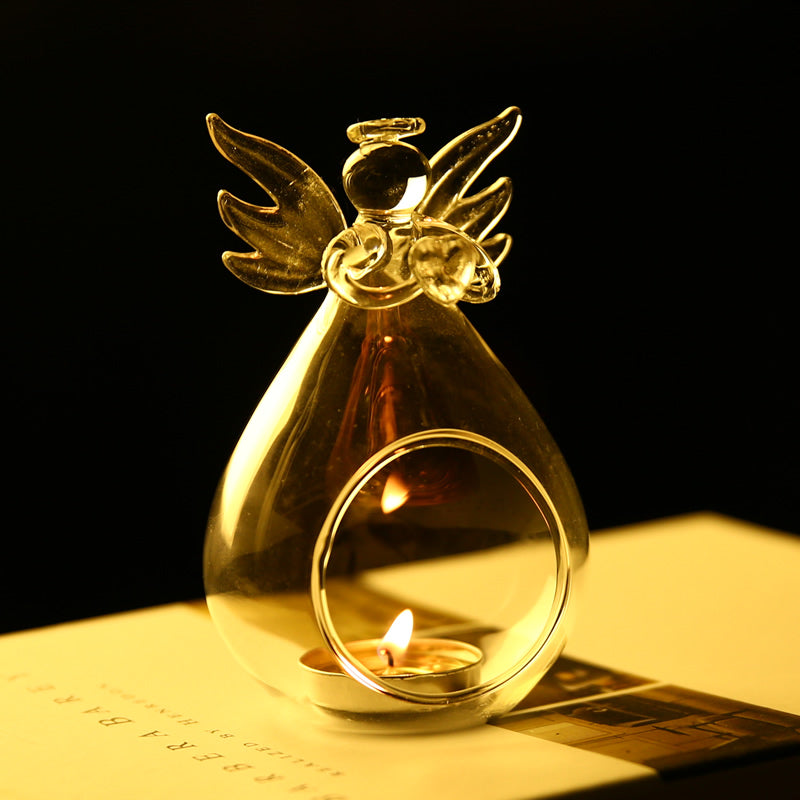 Glass Angel Tealight Candle Holder