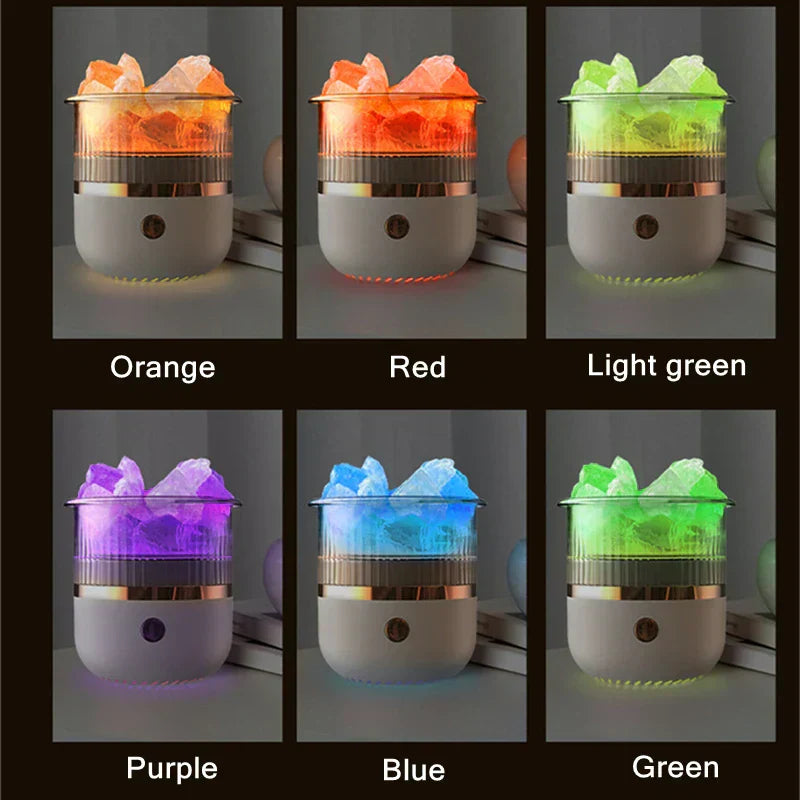 Himalayan Salt Lamp Diffuser with Colorful LED Lights and Ultrasonic Humidifier